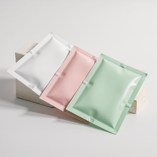 益生菌保健品粉末包装，绿色包装袋，显示多种益生菌菌株，肠道健康相关图案装饰